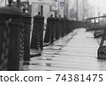 Chain link fence on the Lieutenant Schmidt embankment in St. Petersburg 74381475