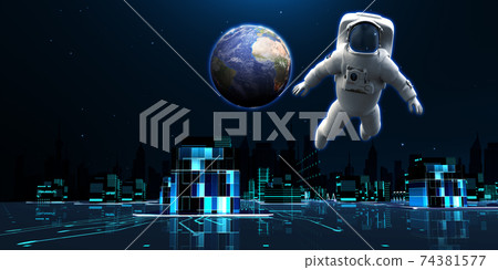 Astronauts set out to exploring the new future world.  74381577