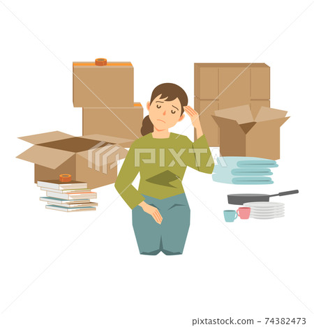 Illustration of a woman suffering from packing Illustration of a woman suffering from packing 74382473