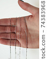 Tender jewerly on female hand, close up shot 74383968