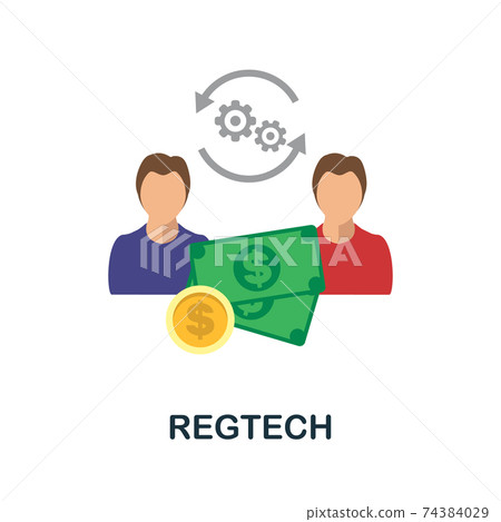 Regtech flat icon. Color simple element from fintech collection. Creative Regtech icon for web design, templates, infographics and more 74384029