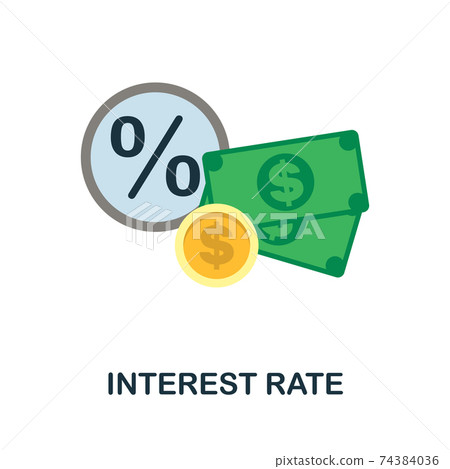 Interest Rate Flat Icon Color Simple Element Stock Illustration 74384036 Pixta