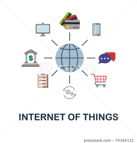 Internet Of Things flat icon. Color simple element from fintech collection. Creative Internet Of Things icon for web design, templates, infographics and more Internet Of Things flat icon. Color simple element from fintech collection. Creative Internet Of Things icon for web design, templates, infographics and more 74384122