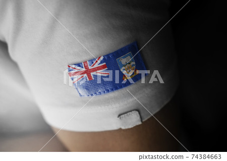 Patch of the national flag of the Falkland Islands on a white t-shirt Patch of the national flag of the Falkland Islands on a white t-shirt 74384663