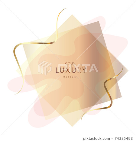 Gold frame with a beautiful spot on a white background. Abstract foil of gold color on the background. Gold threads. Vector illustration. Perfect design for header, logo and banner, packaging. 74385498