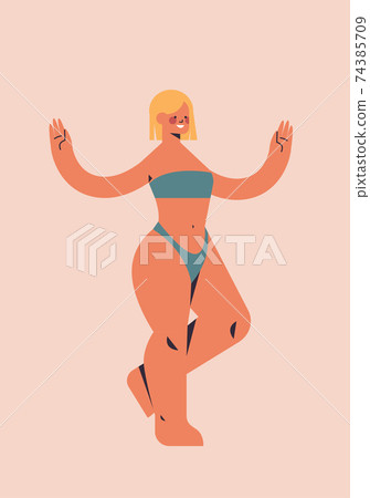 slim toned girl in bikini beautiful woman standing pose love your body concept slim toned girl in bikini beautiful woman standing pose love your body concept 74385709