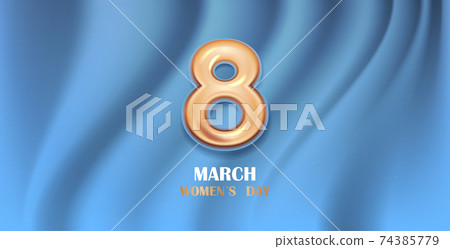 womens day 8 march holiday celebration banner flyer or greeting card with golden number eight 74385779