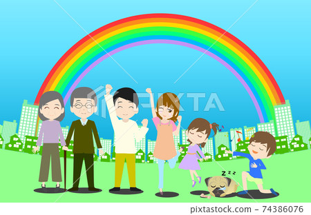 彩虹和充滿活力的家庭 彩虹和充滿活力的家庭 74386076
