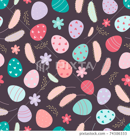 Decorated Easter eggs seamless pattern 74386333