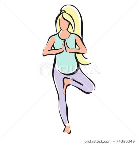 Pregnant girl doing yoga for pregnant women 74386349