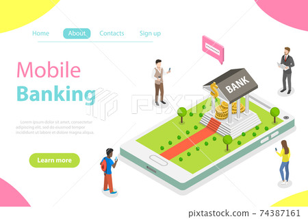 Online banking flat isometric vector concept. - Stock Illustration ...