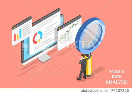 Website data analysis flat isometric vector. 74387206