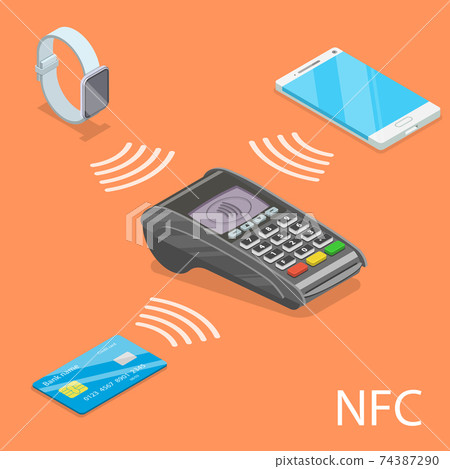 NFC isometric flat vector concept. NFC isometric flat vector concept. 74387290