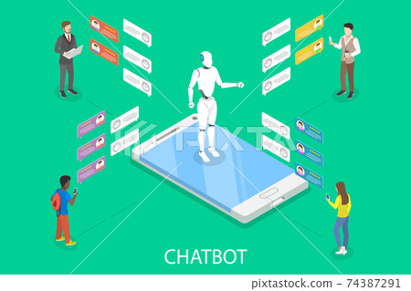 Chatbot flat isometric vector concept. Chatbot flat isometric vector concept. 74387291