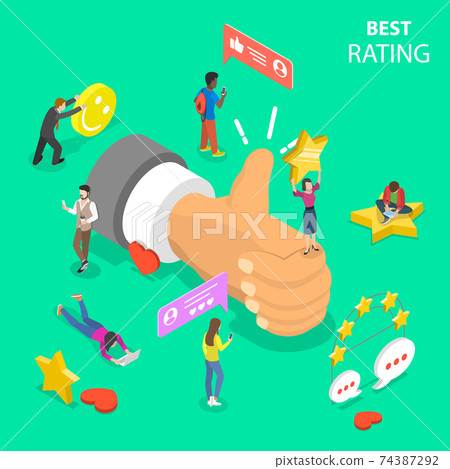 Best rating flat isometric vector concept. Best rating flat isometric vector concept. 74387292