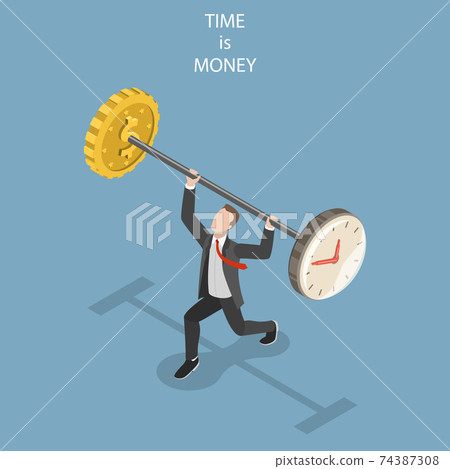 Time is money flat isometric vector concept. - Stock Illustration ...