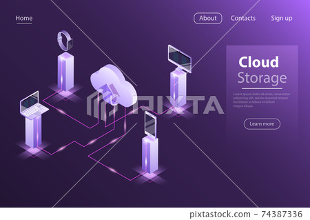 Cloud online storage flat isometric vector concept - Stock Illustration ...
