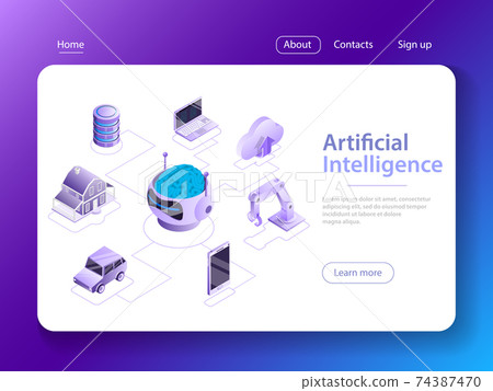 Artificial intelligence flat isometric vector concept. 74387470