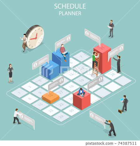 Schedule planner flat isometric vector concept. - Stock Illustration ...