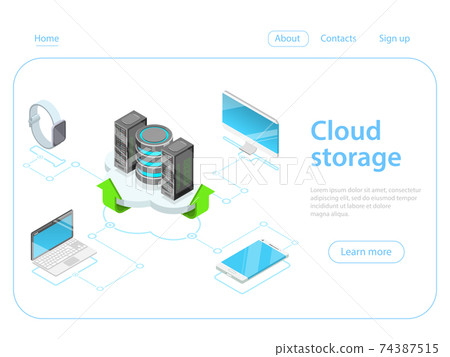 Cloud storage flat isometric vector concept. - Stock Illustration ...