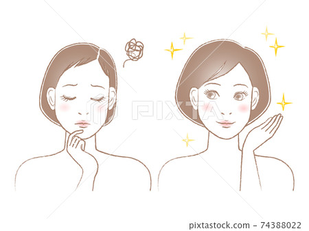 Women's Trouble Thin Hair Before After Illustration 74388022