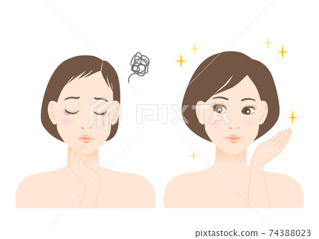 Female Illustrations Thinning Hair Trouble Before After 74388023