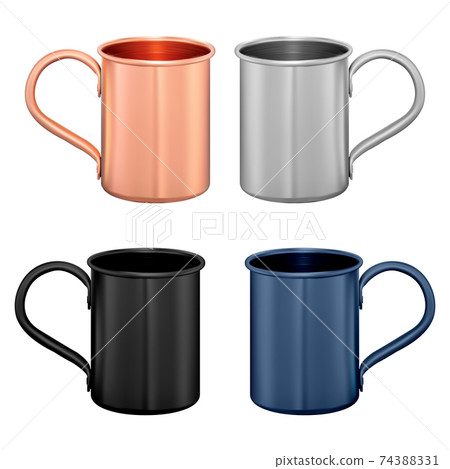 Metal mug. Copper travel cup. Coffee or tea pot Metal mug. Copper travel cup. Coffee or tea pot 74388331