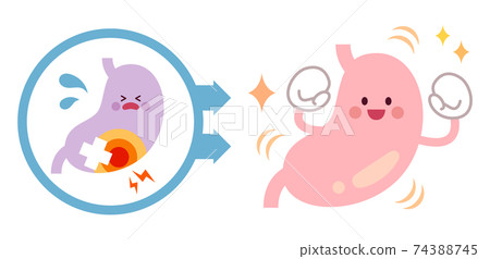 Before and after changing from an unhealthy stomach to a healthy stomach 74388745
