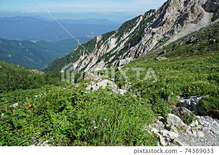 盛夏白沼山:在岩室附近的風景,Shakushi山和盛開的高山植物 盛夏白沼山:在岩室附近的風景,Shakushi山和盛開的高山植物 74389033