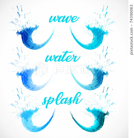 Blue ink splash logo set. Abstract colorful... - Stock Illustration ...