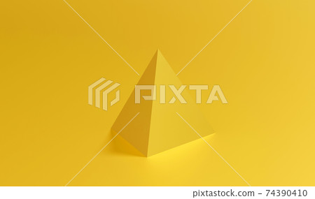 3d render of golden pyramid on yellow background 74390410