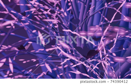 beautiful low poly butterfly sitting on a branch in fairy forest, soft focus, 3d render 74390412