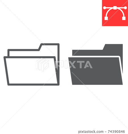 Folder line and glyph icon, ui and button,... - Stock Illustration ...
