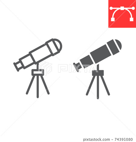 Telescope line and glyph icon, school and education, telescope sign vector graphics, editable stroke linear icon, eps 10. Telescope line and glyph icon, school and education, telescope sign vector graphics, editable stroke linear icon, eps 10. 74391080