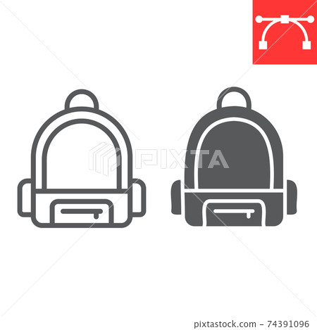 School bag line and glyph icon, school and education, backpack sign vector graphics, editable stroke linear icon, eps 10. School bag line and glyph icon, school and education, backpack sign vector graphics, editable stroke linear icon, eps 10. 74391096