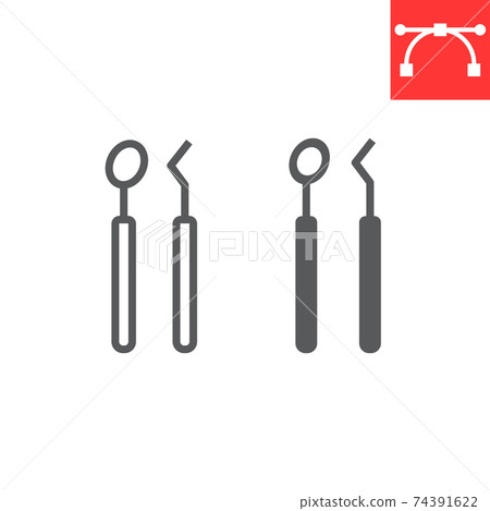Dental tools line and glyph icon, dental and... - Stock Illustration ...