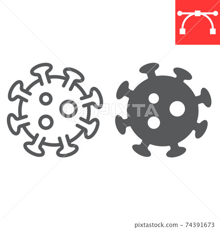 Coronavirus line and glyph icon, virus and covid-19, 2019-ncov sign vector graphics, editable stroke linear icon, eps 10. Coronavirus line and glyph icon, virus and covid-19, 2019-ncov sign vector graphics, editable stroke linear icon, eps 10. 74391673
