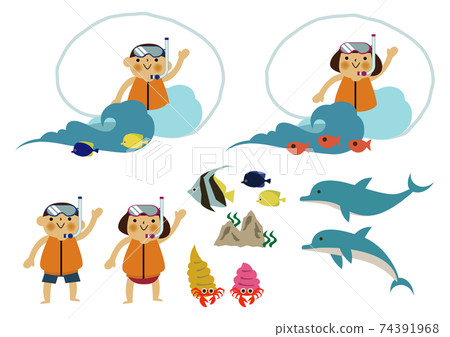 Summer image material-snorkel. 74391968