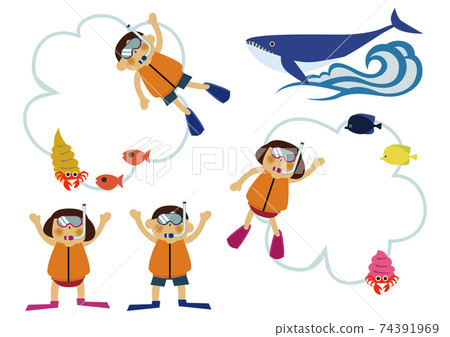 Summer image material-snorkel. 74391969