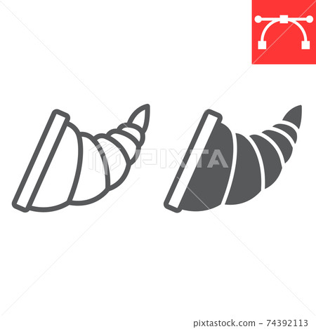 Cornucopia line and glyph icon, thanksgiving and basket, cornucopia sign vector graphics, editable stroke linear icon, eps 10. 74392113