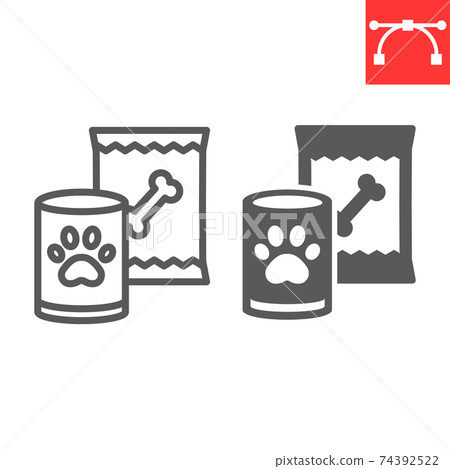 Pet food line and glyph icon, tin can and meal, dog food sign vector graphics, editable stroke linear icon, eps 10. 74392522