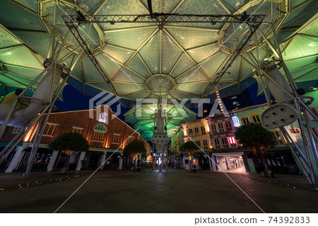 [新加坡景觀]由於新的冠狀病毒的流行，克拉碼頭已經消失了 74392833