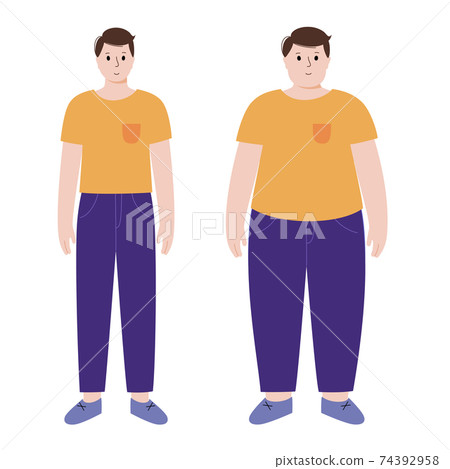 Obese and normal man 74392958