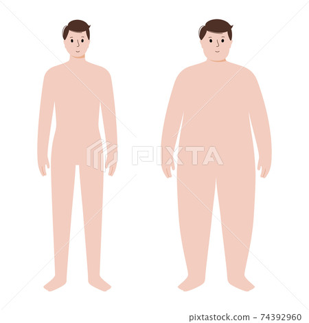 Obese and normal man 74392960