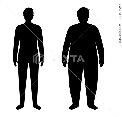 Obese and normal man Obese and normal man 74392962