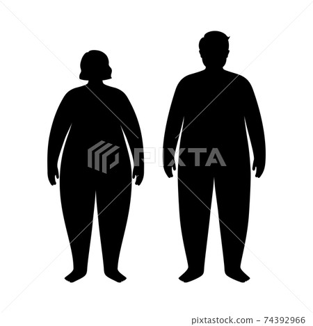 Obese woman and man 74392966