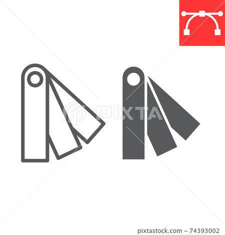 Color charts line and glyph icon, multicolor and color pallete, pantone colors sign vector graphics, editable stroke linear icon, eps 10. 74393002