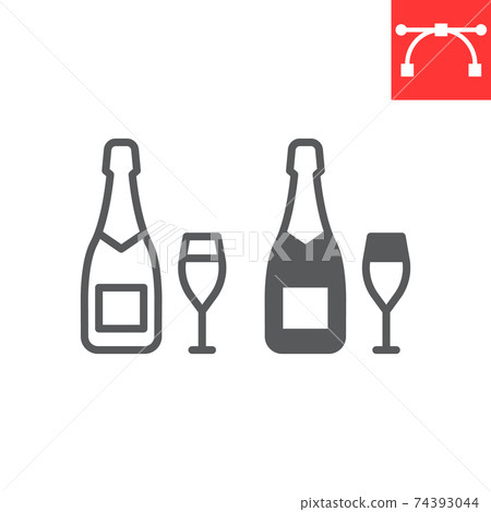 Champagne bottle and flute black white alcohol Vector Image