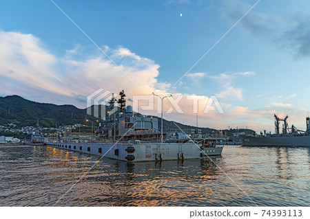 Hiroshima dusk Kure Port pier scenery Hiroshima dusk Kure Port pier scenery 74393113