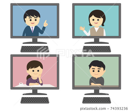 Telework PC screen person 74393236